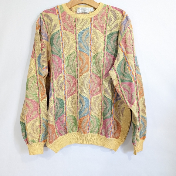 Oggi Other - Mens Vintage Sweater Medium Colorful Print 90s style Cotton Blend St. Croix Oggi